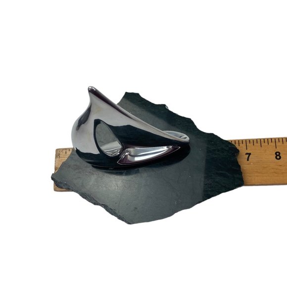 Vintage Hoselton Sculptures Modern Cast Aluminum Sail Boat on Marble Base - Picture 3 of 5